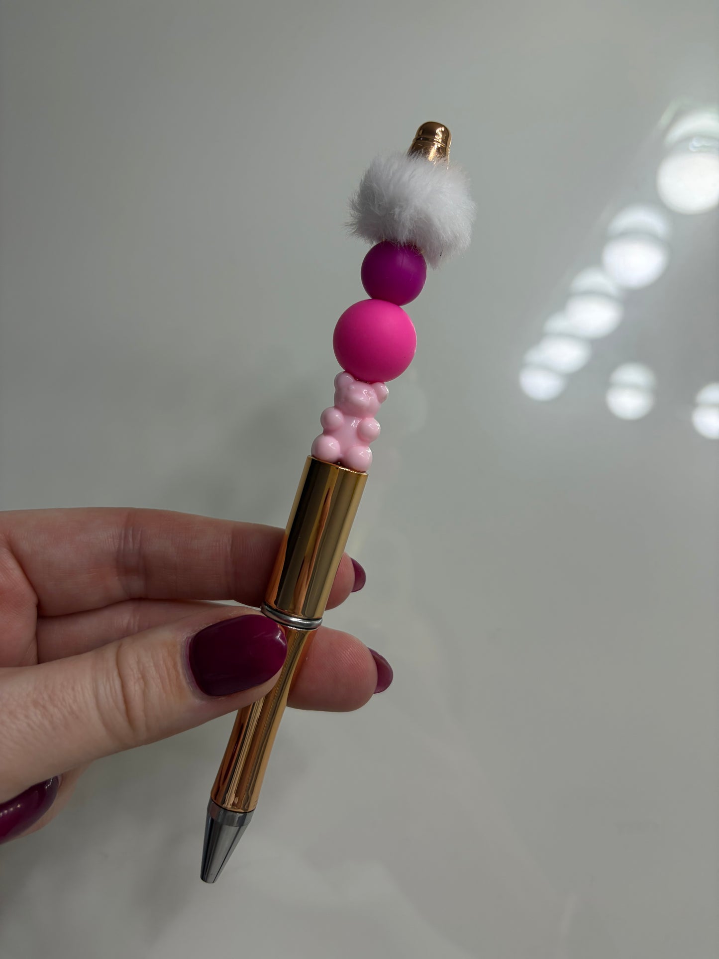 Gold Pink Bear Pen