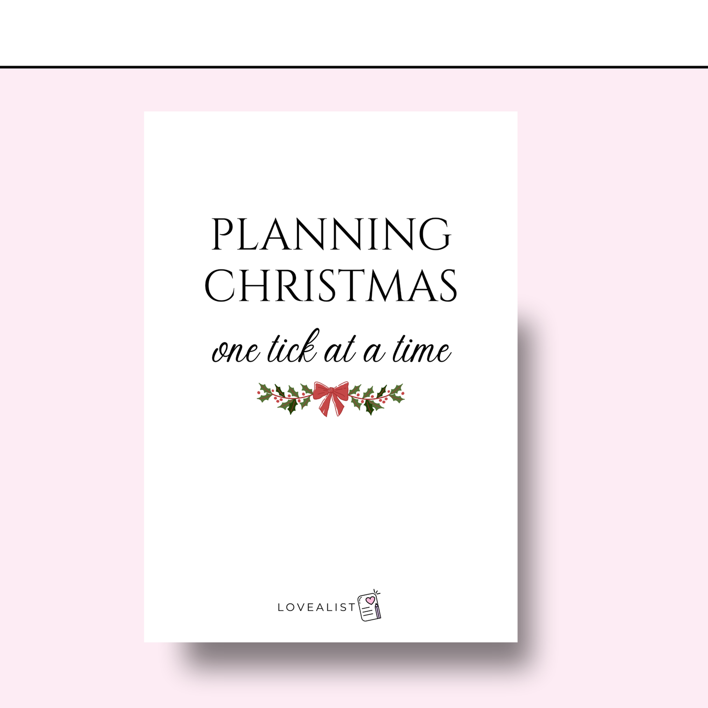 A5 - Index Page - Planning Christmas, One Tick at a Time