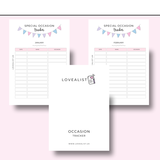 A5 -  Special Occasion Tracker