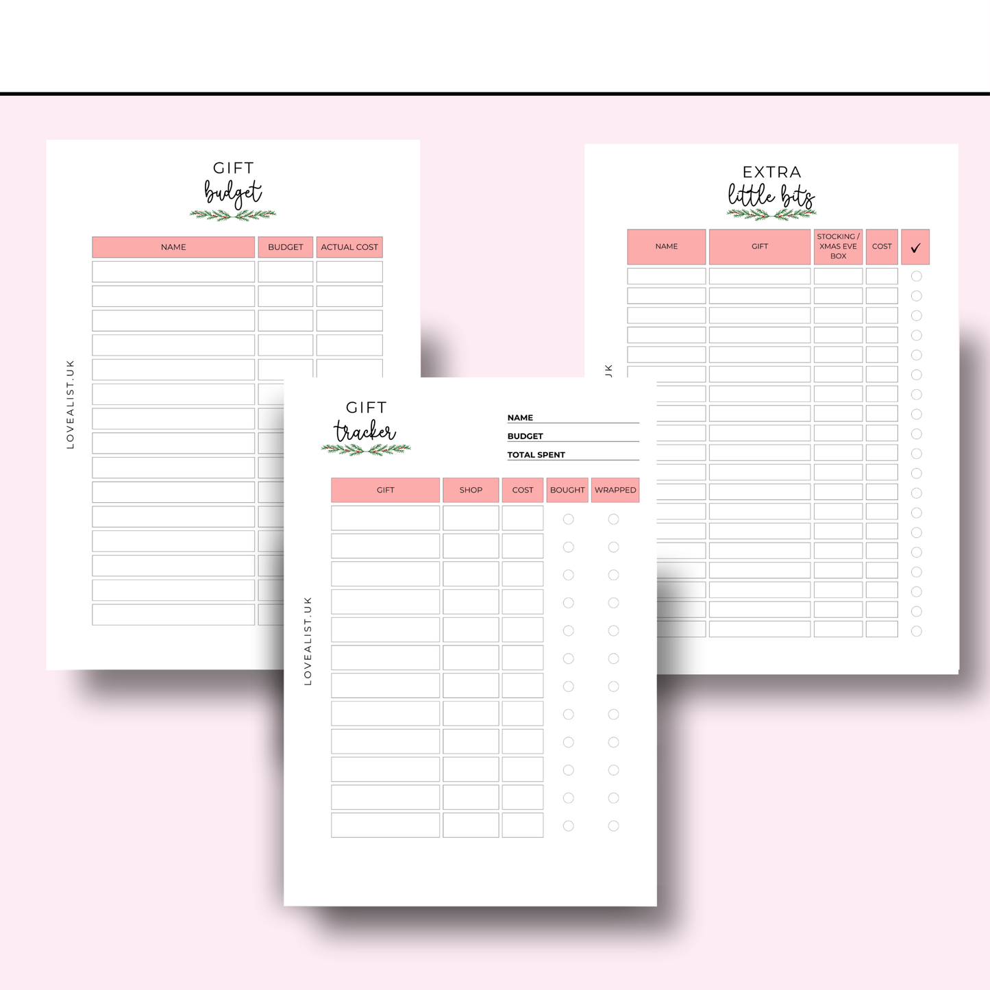 A5 - Christmas Gift Tracker