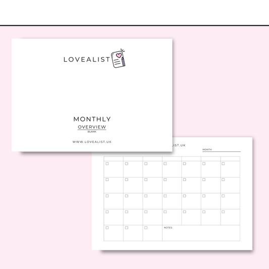 A5 - Monthly Overview - Blank